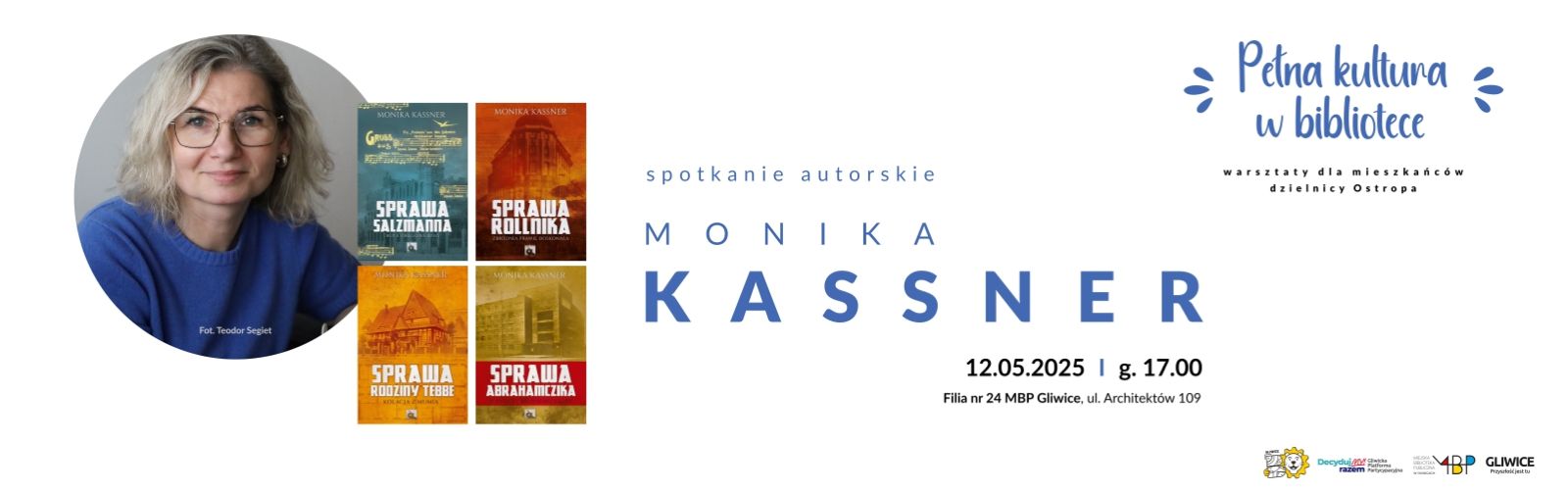 Baner z informacją o spotkaniu autorskim