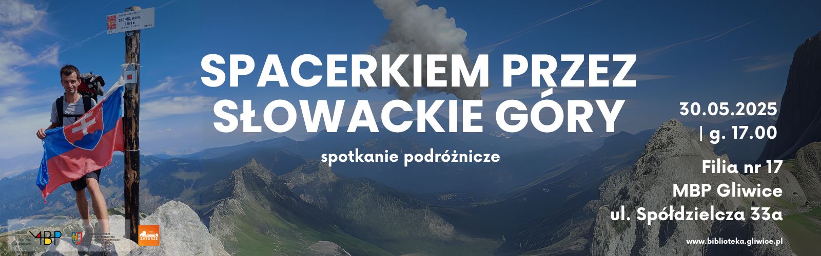 Baner z informacją o spotkaniu podróżniczym