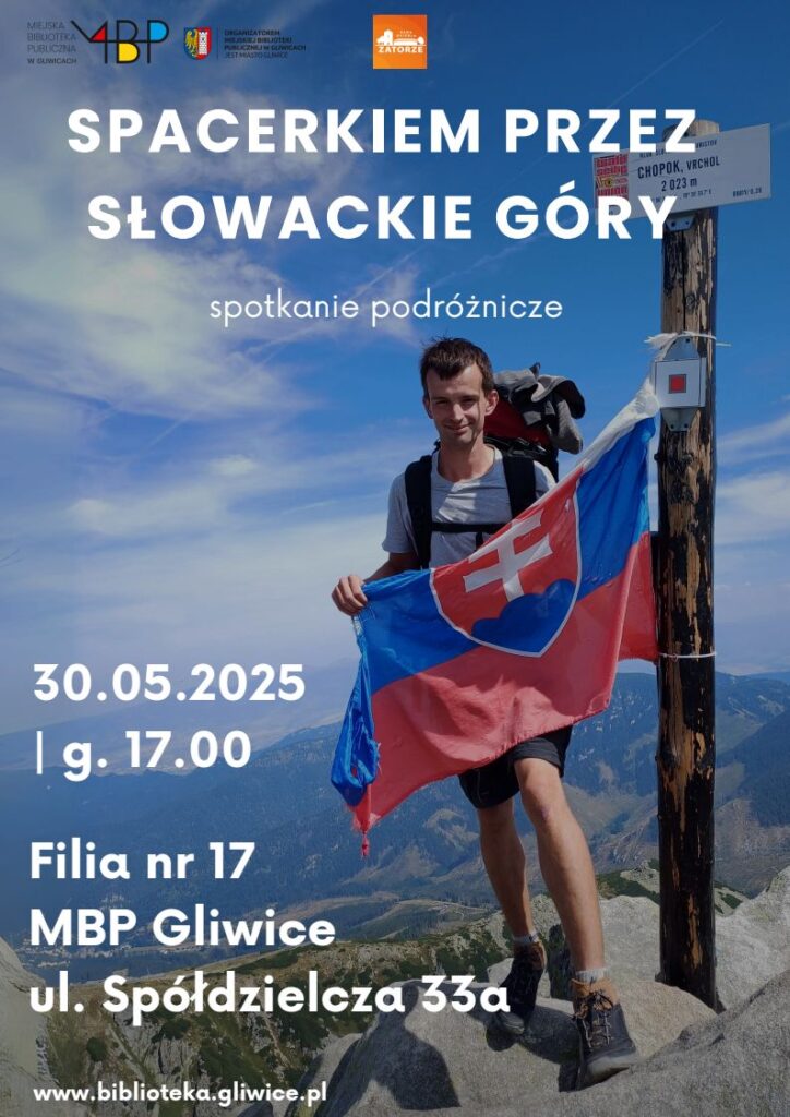 Plakat z informacją o spotkaniu podróżniczym