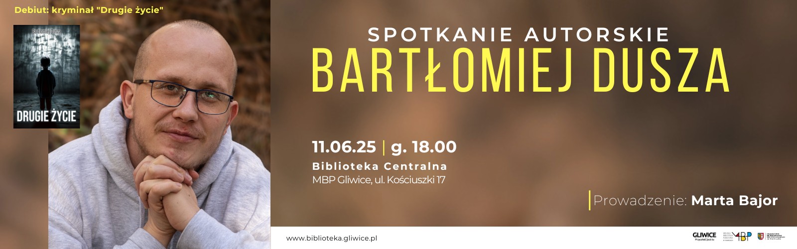 Baner z informacją o spotkaniu autorskim