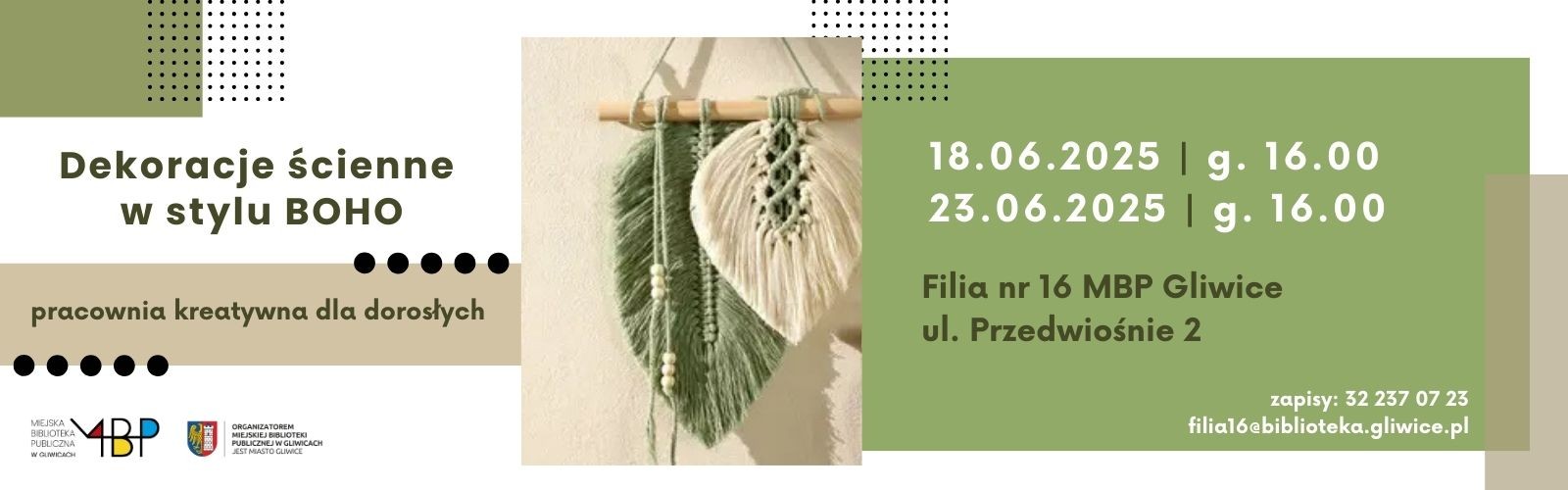 Baner z informacją o pracowni kreatywnej dla dorosłych