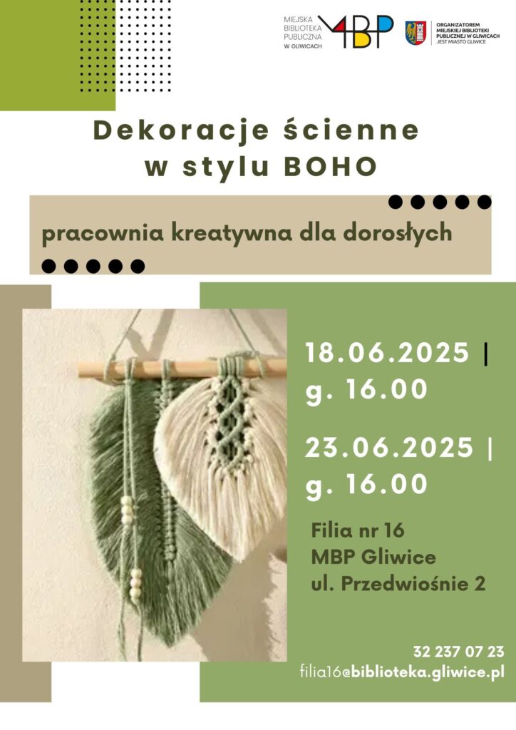 Plakat z informacją o pracowni kreatywnej dla dorosłych