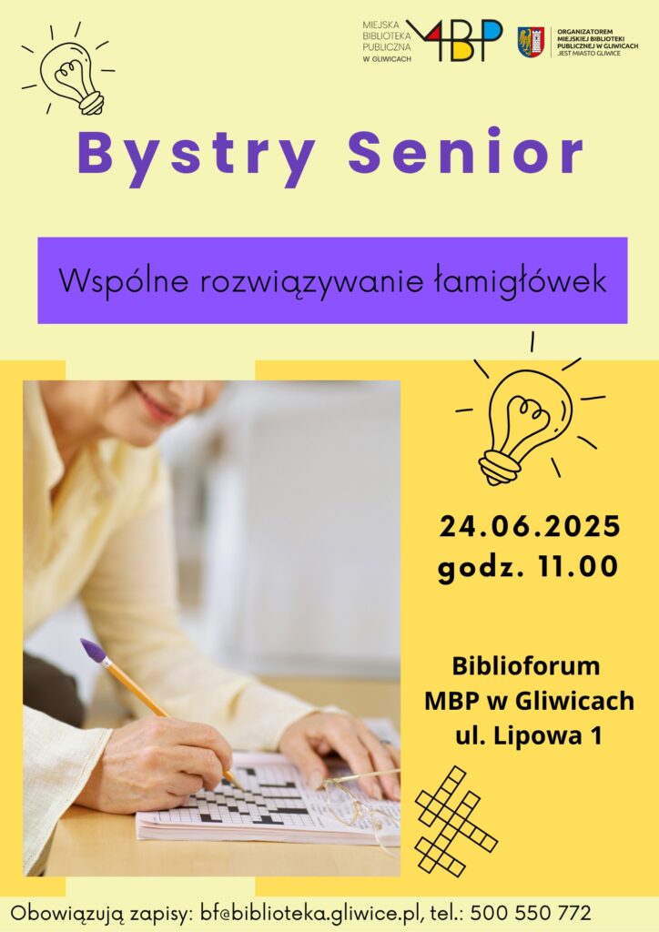 Plakat z informacją o zajęciu dla seniorów