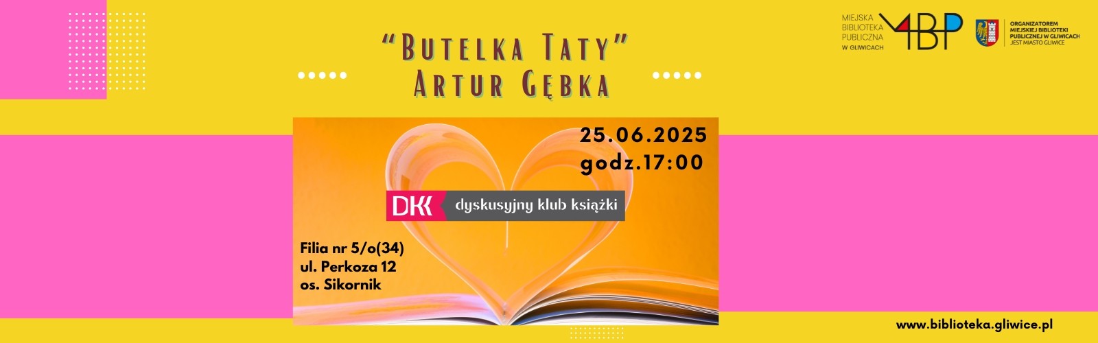Baner z informacją o Dyskusyjnym Klubie Książki