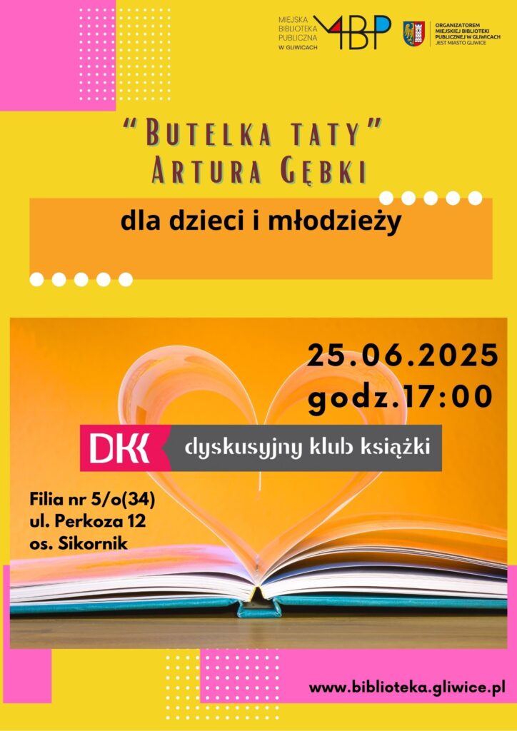 Plakat z informacją o Dyskusyjnym Klubie Książki