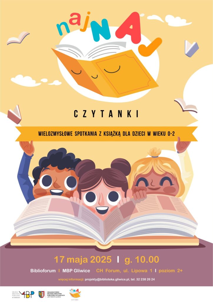 Plakat z informacją o spotkaniu z książką dla dzieci