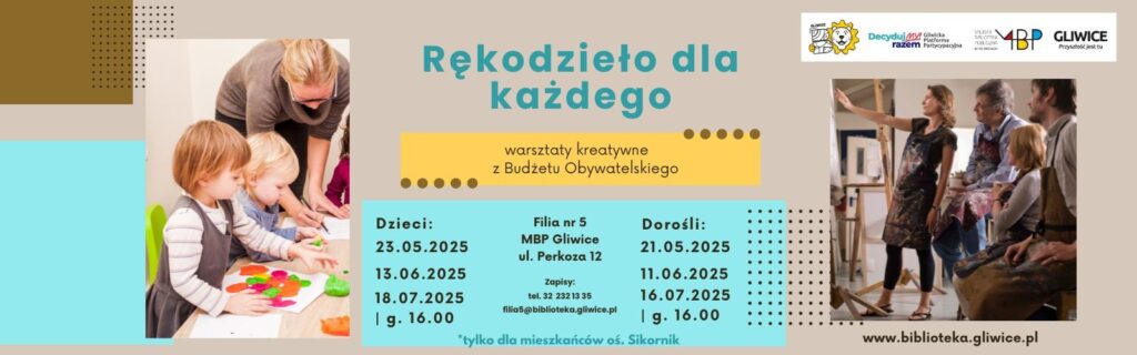 Baner z informacją o warsztatach