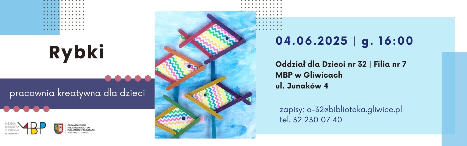 Baner z informacją o pracowni kreatywnej dla dzieci