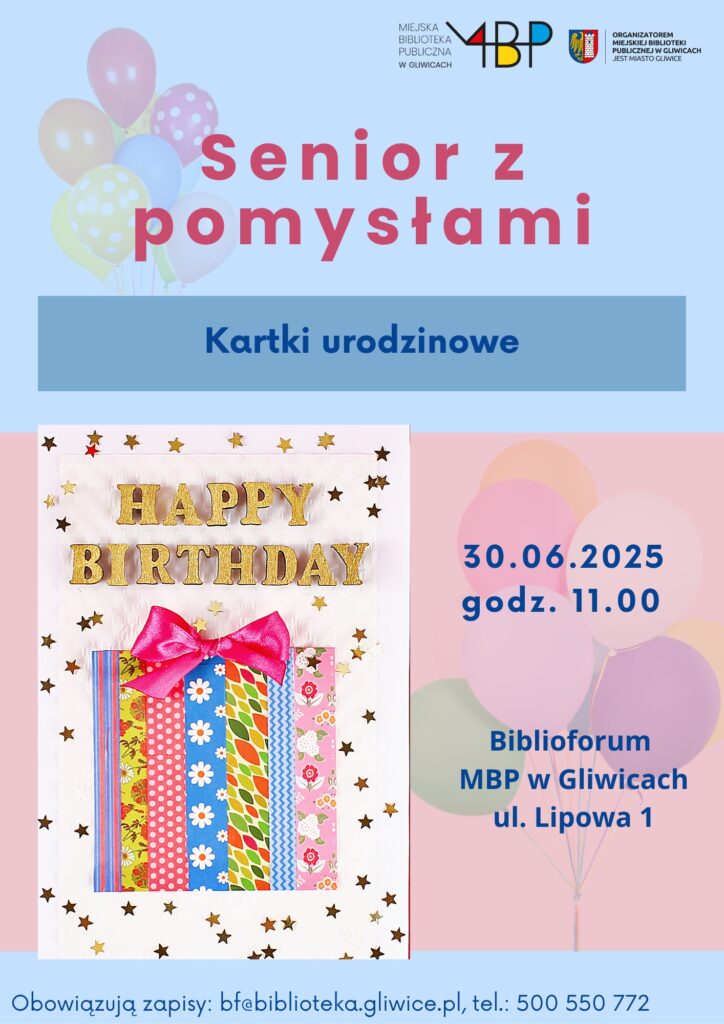 Plakat z informacją o zajęciu dla seniorów