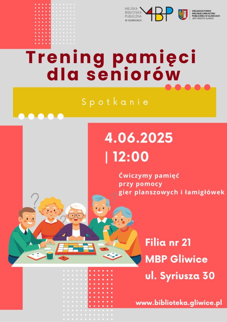 Plakat z informacją o zajęciu dla seniorów