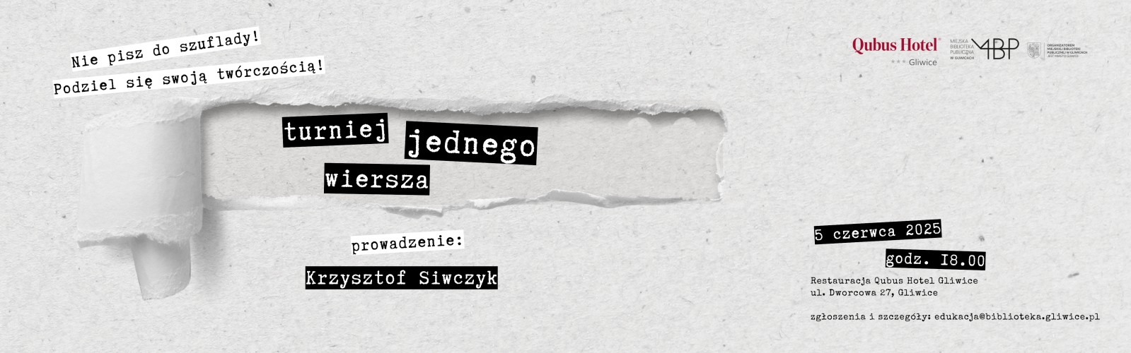 Baner z informacją o turnieju jednego wiersza