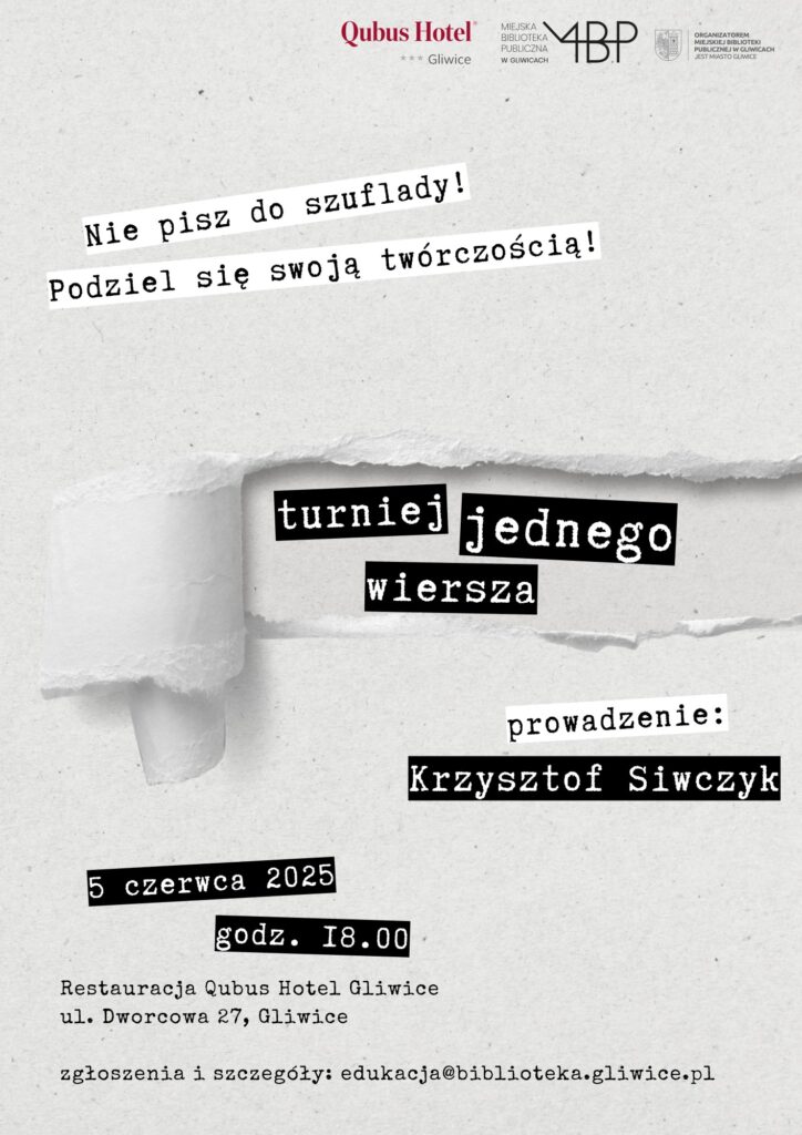 Plakat z informacją o turnieju jednego wiersza