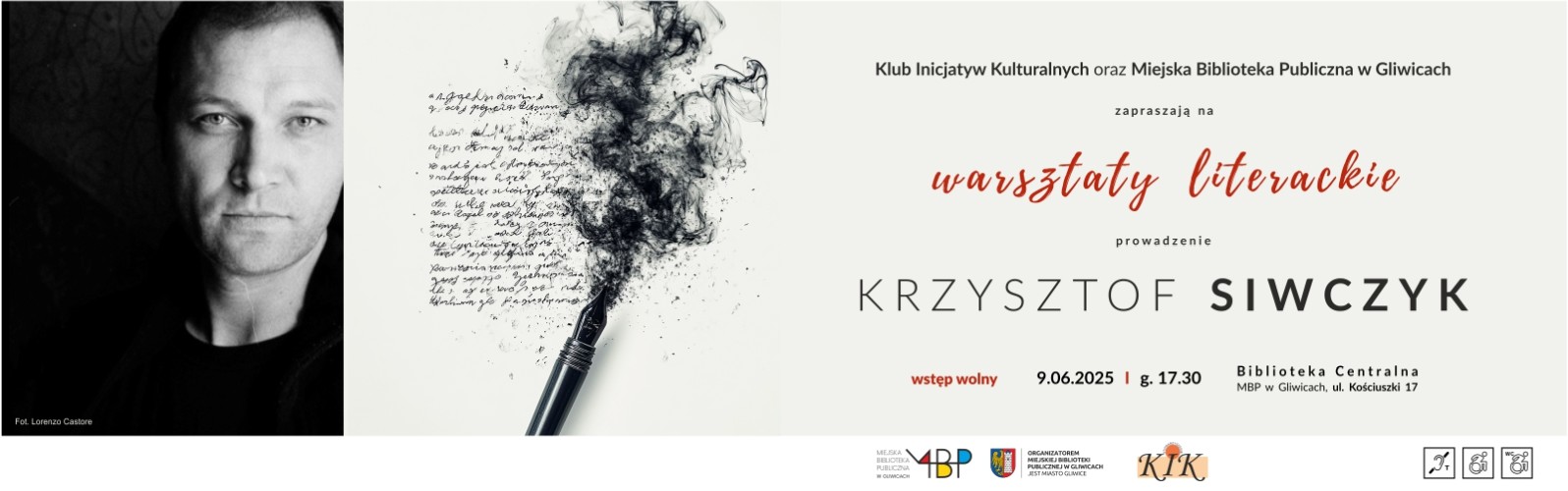 Baner z informacją o warsztatach literackich