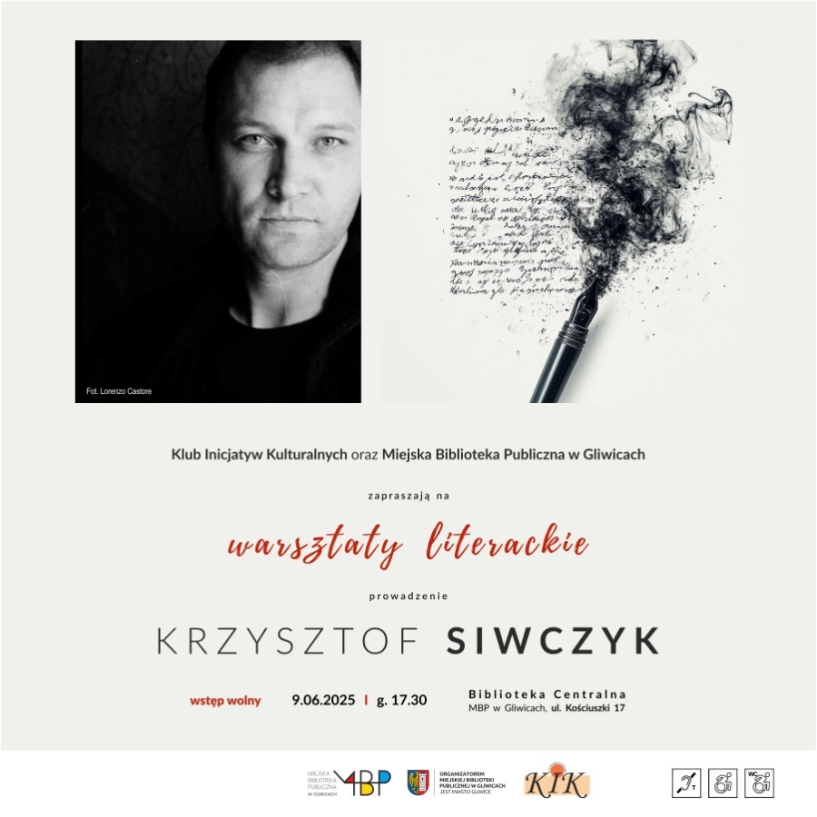 Warsztaty literackie. Baner Baner z informacją o warsztatach literackich