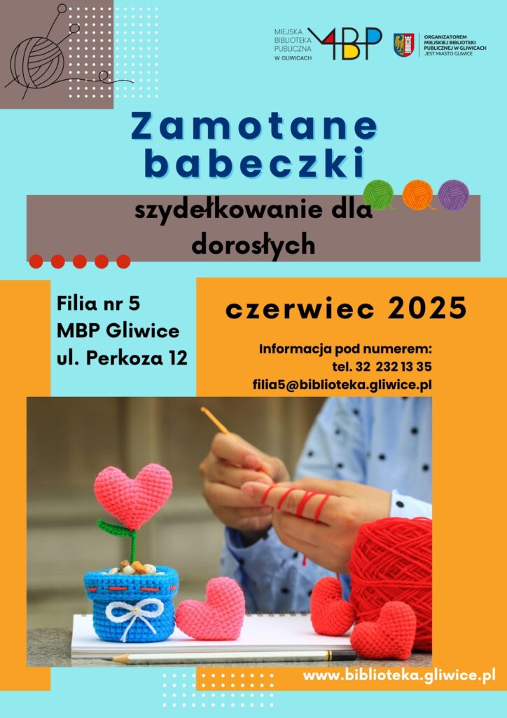 Baner z informacją o warsztatach szydełkowania