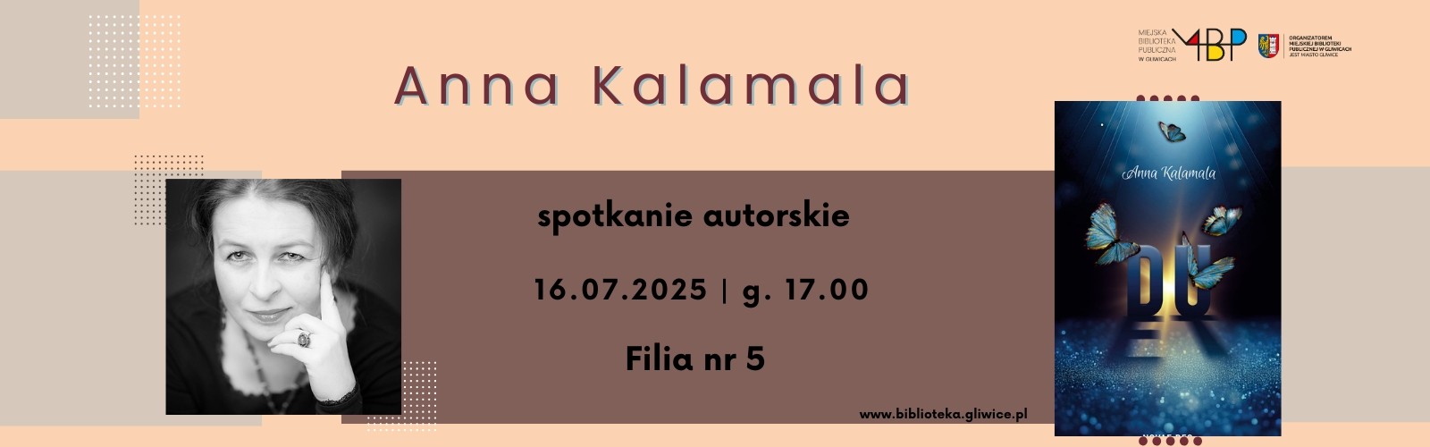 Baner z informacją o spotkaniu autorskim