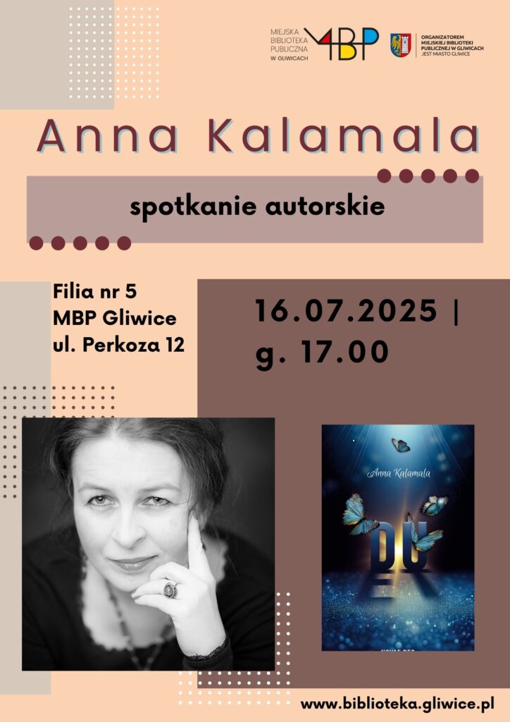 Plakat z informacją o spotkaniu autorskim
