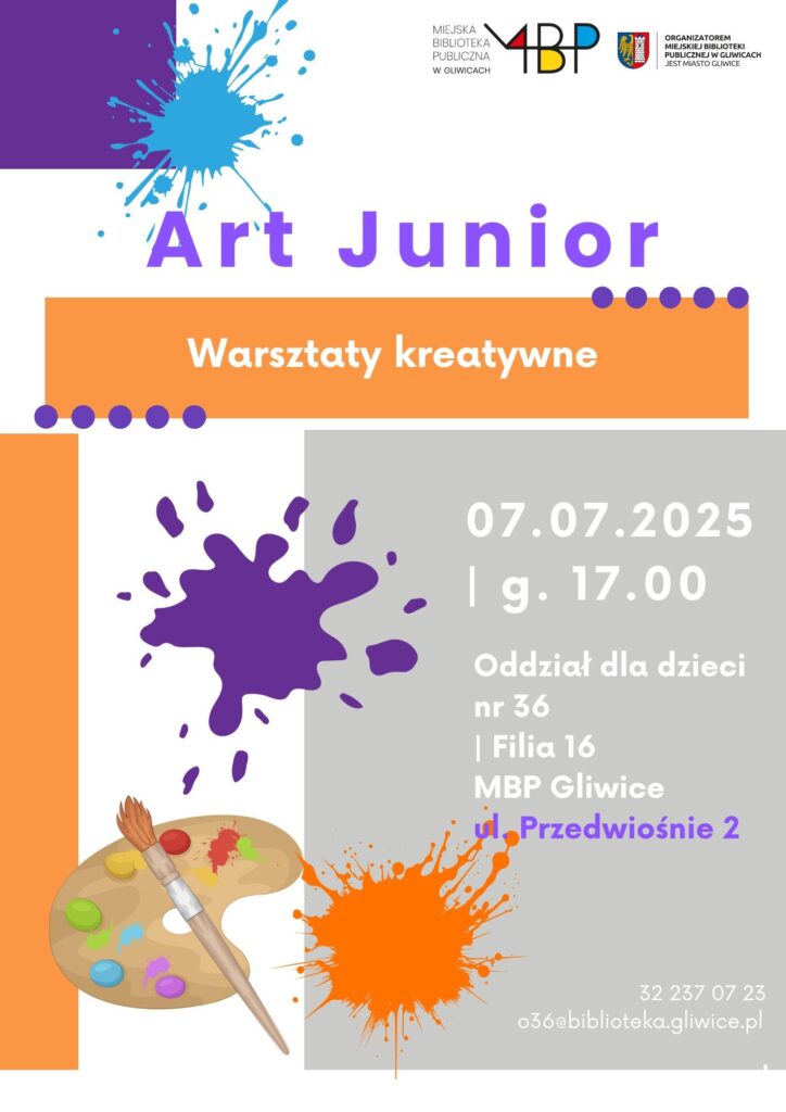 Plakat z informacją o pracowni kreatywnej dla juniorów