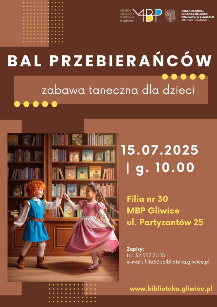 Plakat z informacją o zabawie tanecznej dla dzieci
