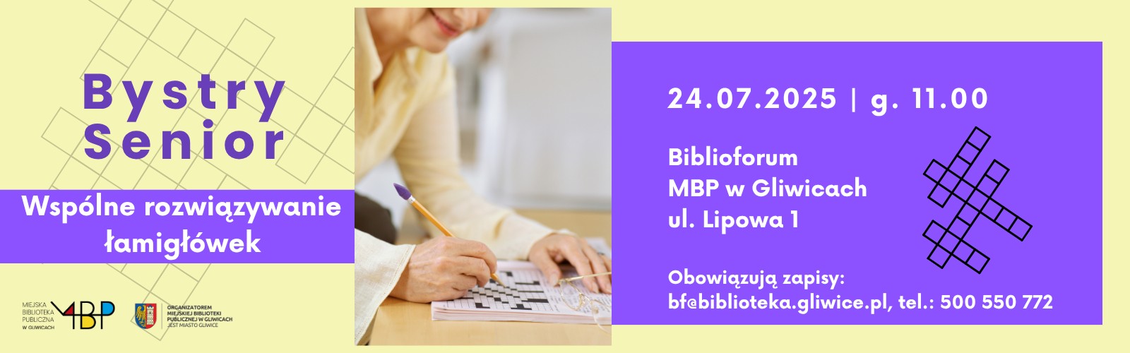 Baner z informacją o zajęciu dla seniorów