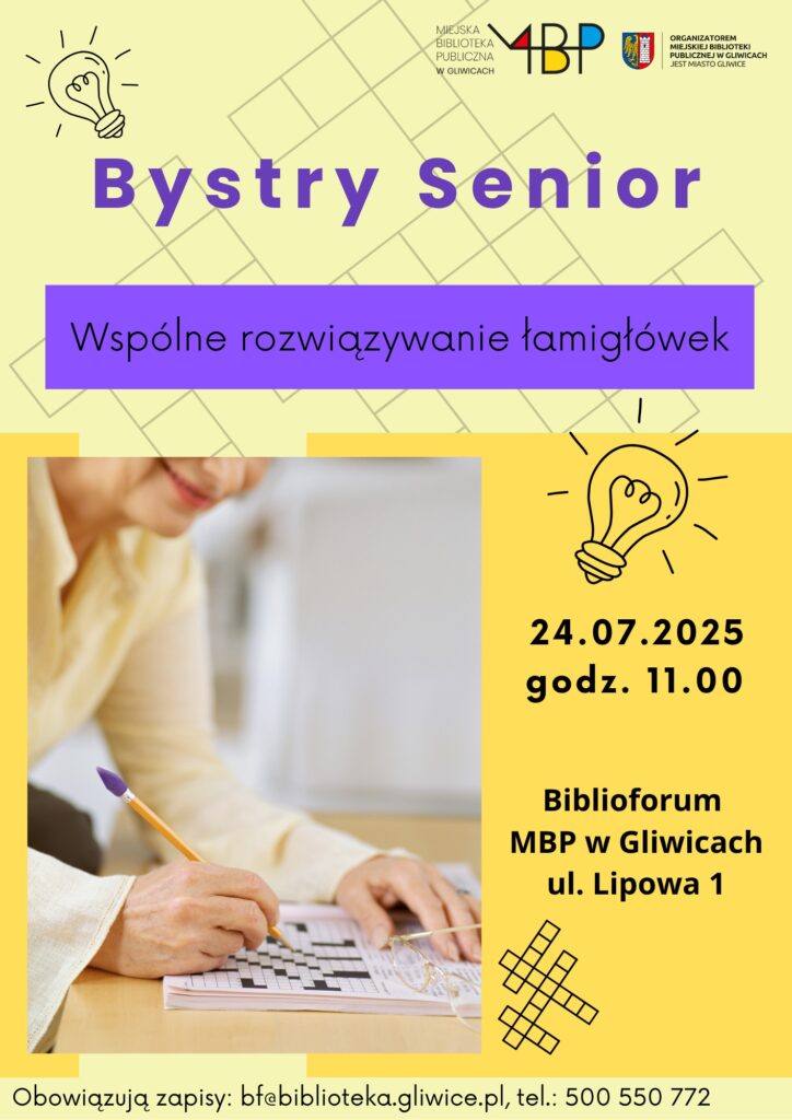 Plakat z informacją o zajęciu dla seniorów