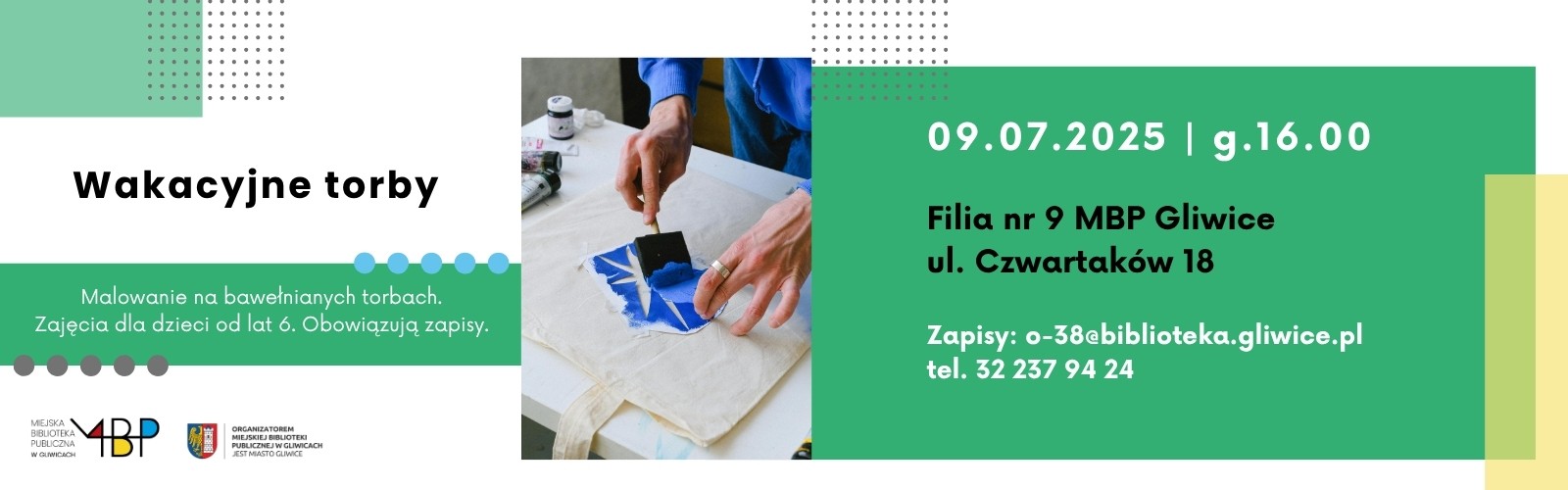 Baner z informacją o zajęciu dla dzieci