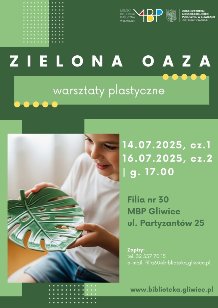 Plakat z informacją o warsztatach plastycznych