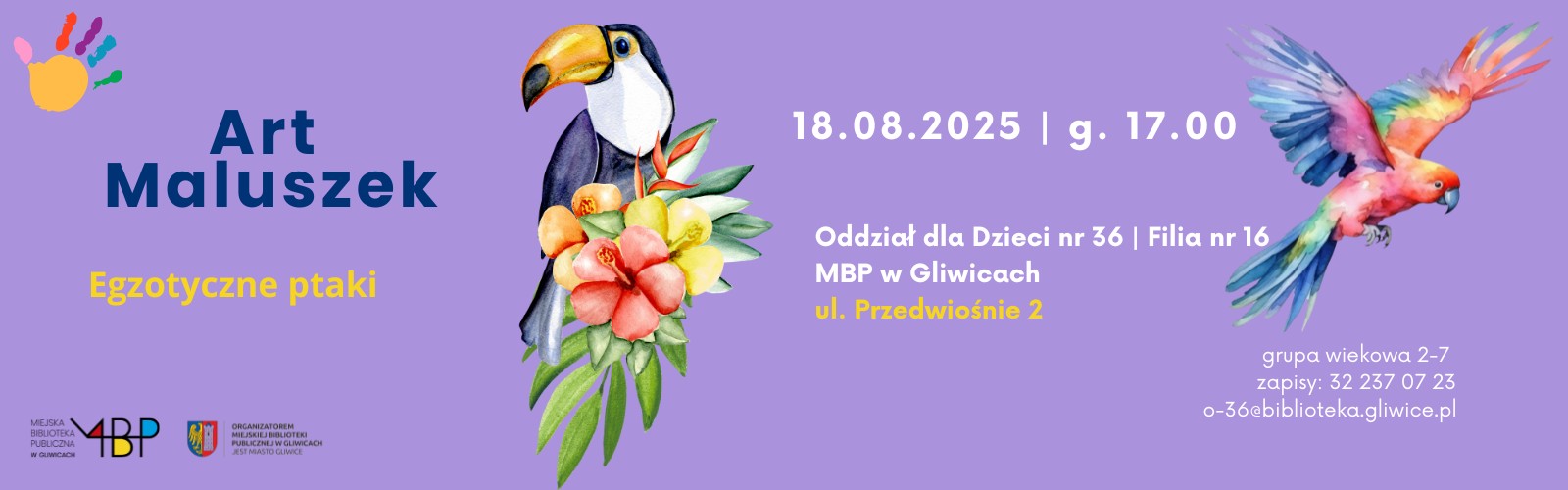 Baner z informacją o pracowni kreatywnej dla dzieci