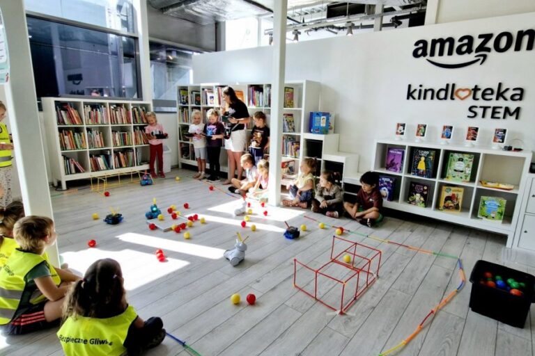 Dwie drużyny rywalizują sterując robotami