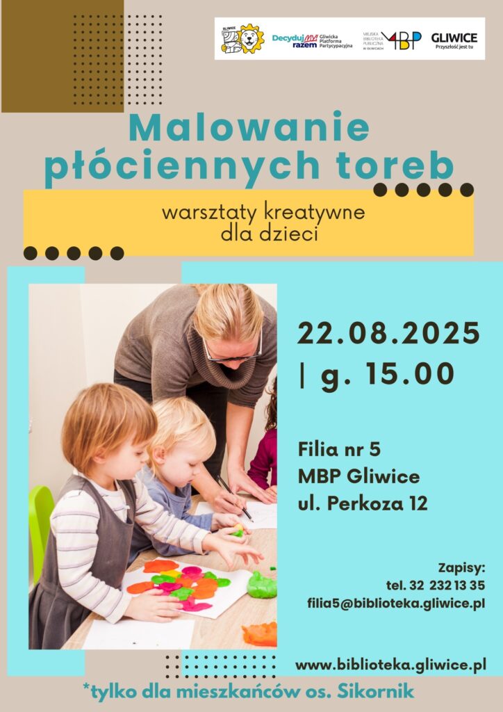 Plakat z informacją o zajęciu plastycznym dla dzieci