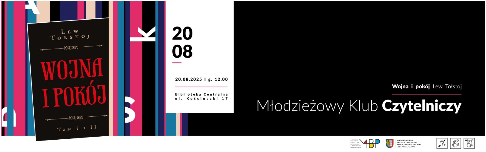 Baner z informacją o Młodzieżowym Klubie Czytelniczym