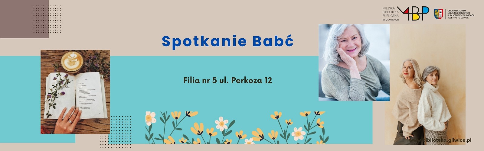 Baner z informacją o spotkaniu babć