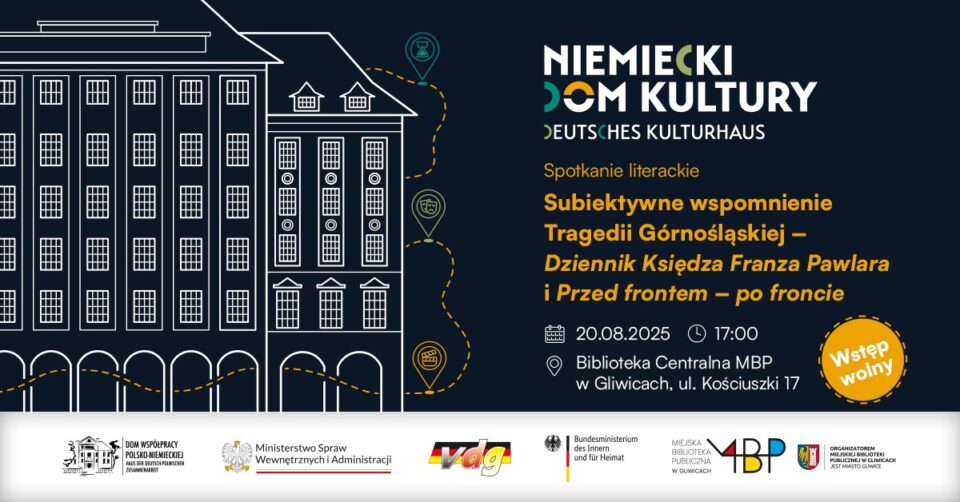 Baner z informacją o spotkaniu literackim