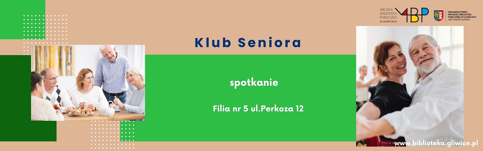 Baner z informacją o klubie seniorów