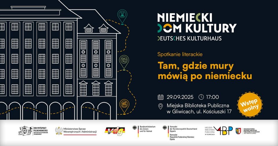 Baner z informacją o spotkaniu literackim z Domem Współpracy Polsko-Niemieckiej