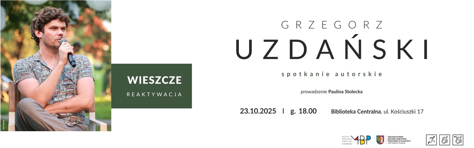 Baner z informacją o spotkaniu autorskim