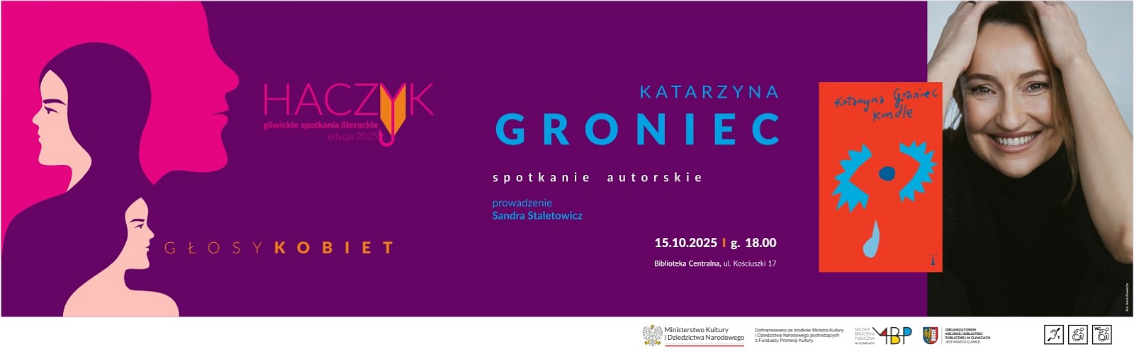 Baner z informacją o spotkaniu autorskim
