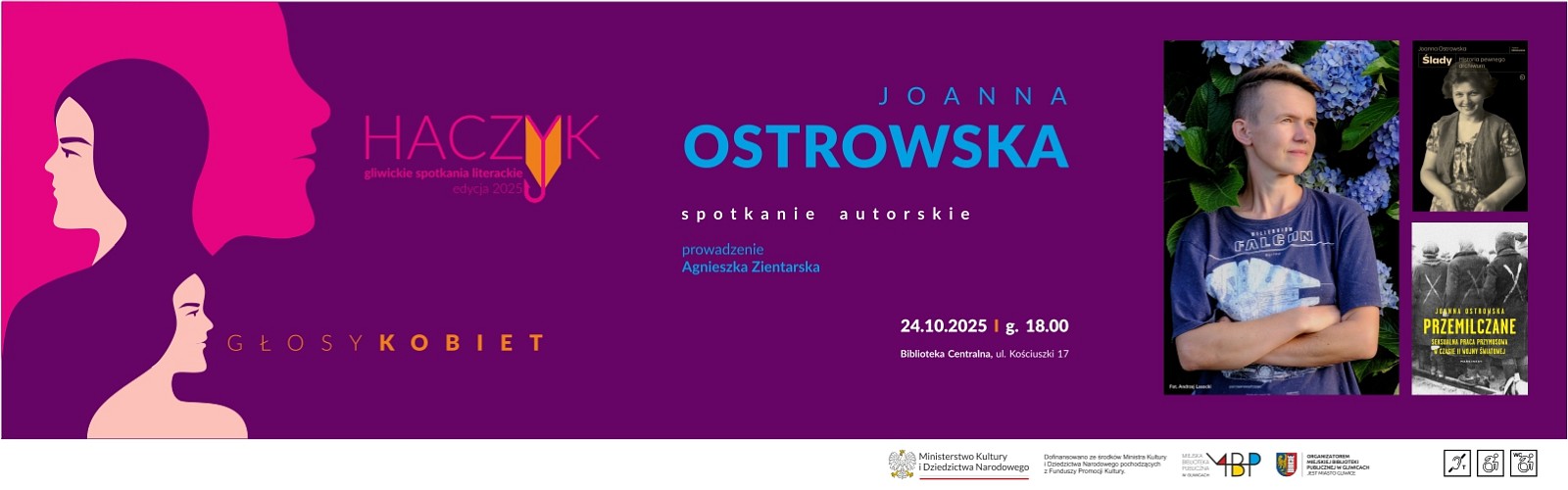 Baner z informacją o spotkaniu autorskim