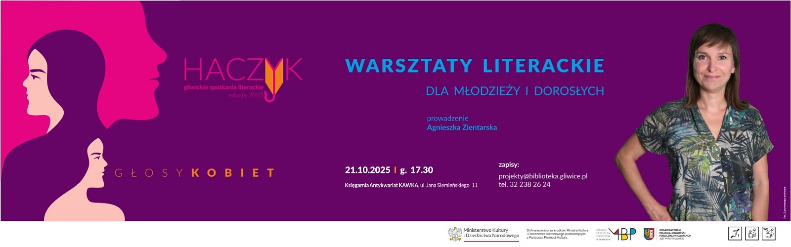 Baner z informacją o warsztatach literackich