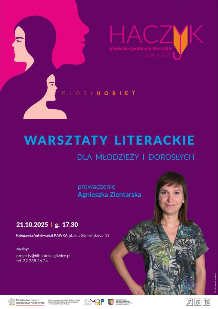 Plakat z informacją o warsztatach literackich