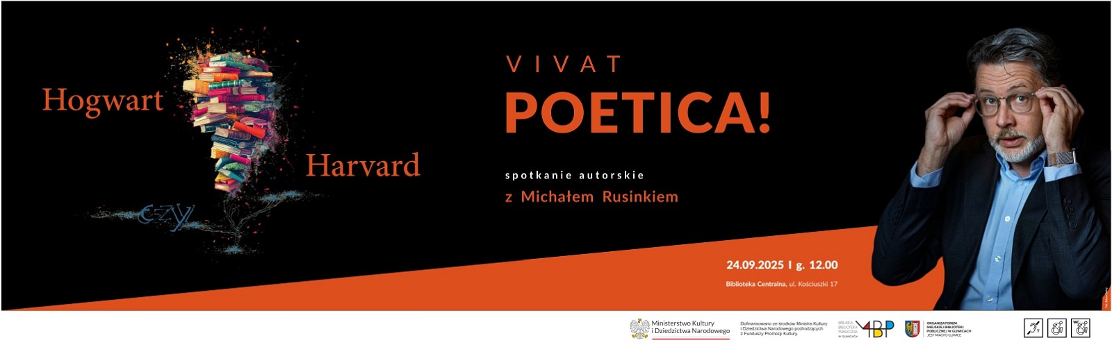 Baner z informacją o spotkaniu autorskim