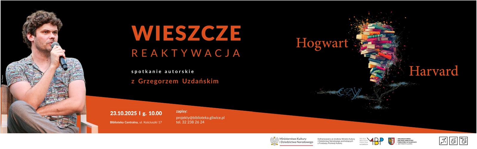 Baner z informacją o spotkaniu autorskim