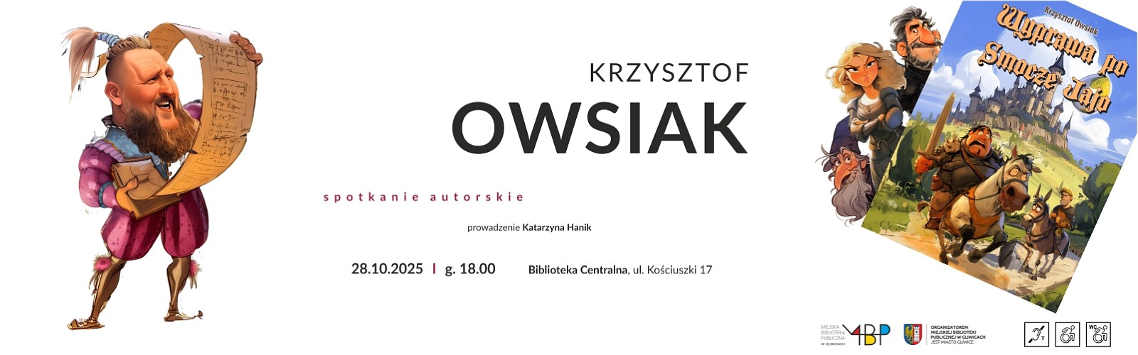 Baner z informacją o spotkaniu autorskim