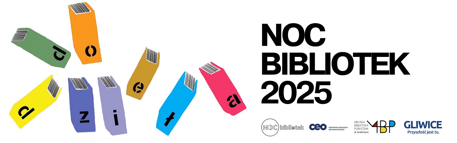 Baner z informacją o Nocy Bibliotek – Do dzieła!