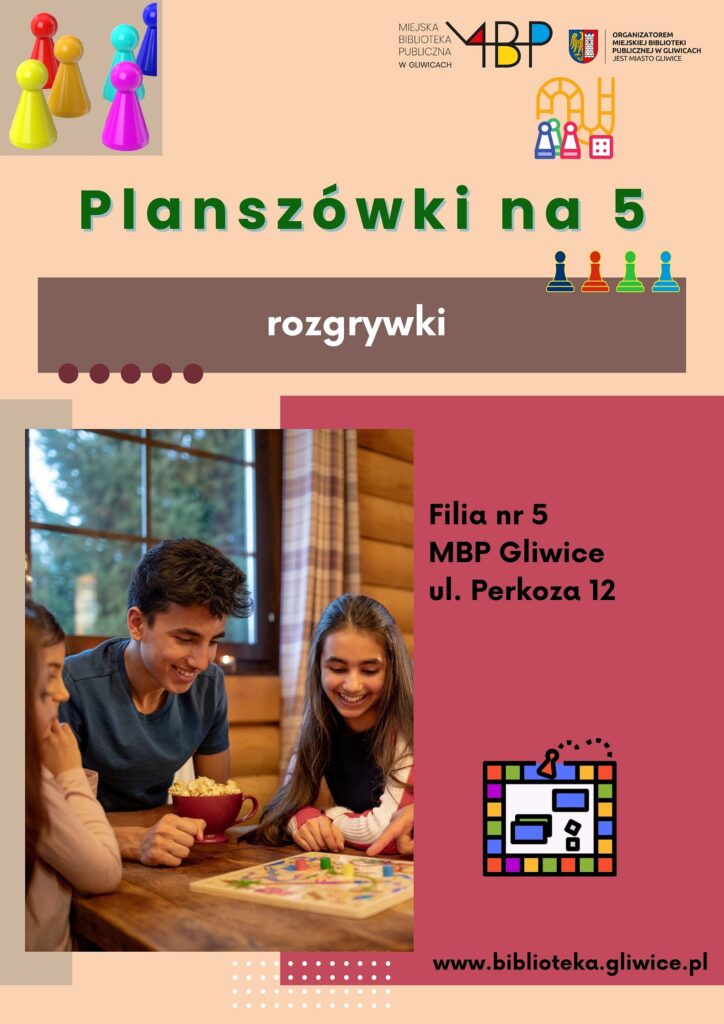 Plakat z informacją o spotkaniu przy grze planszowych