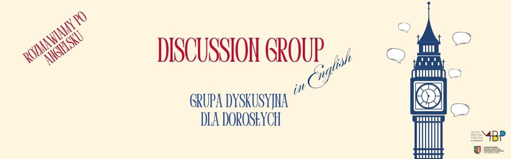 Baner z informacją o grupie dyskusyjnym po angielsku