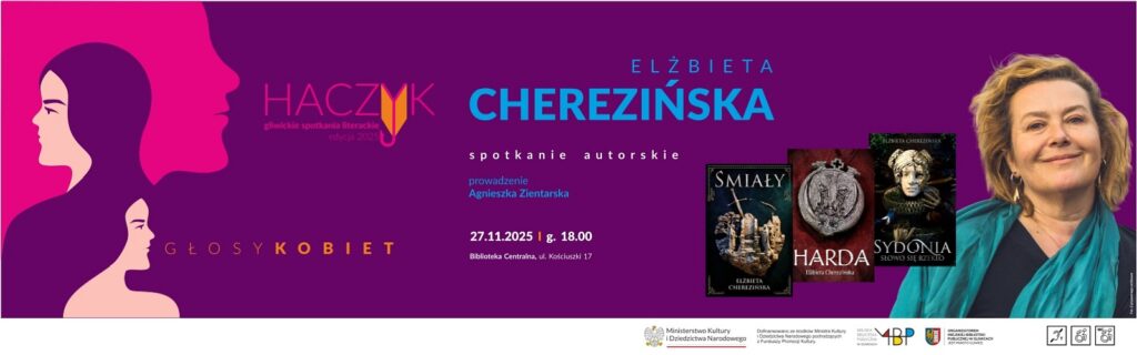 Baner z informacją o spotkaniu autorskim