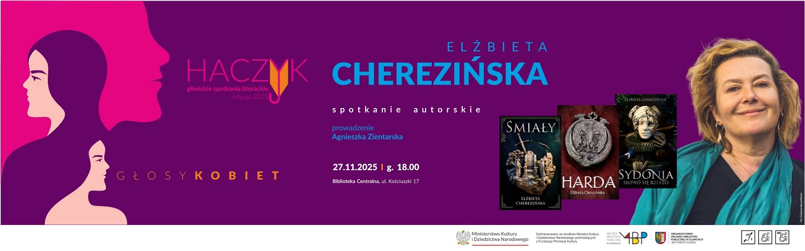 Baner z informacją o spotkaniu autorskim