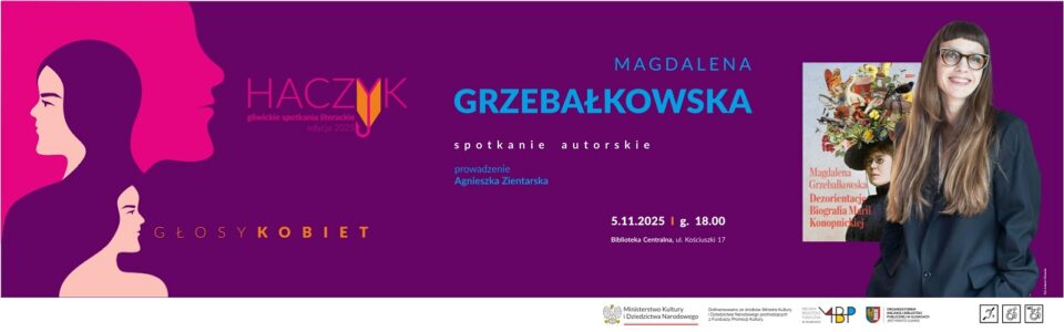 Baner z informacją o spotkaniu autorskim