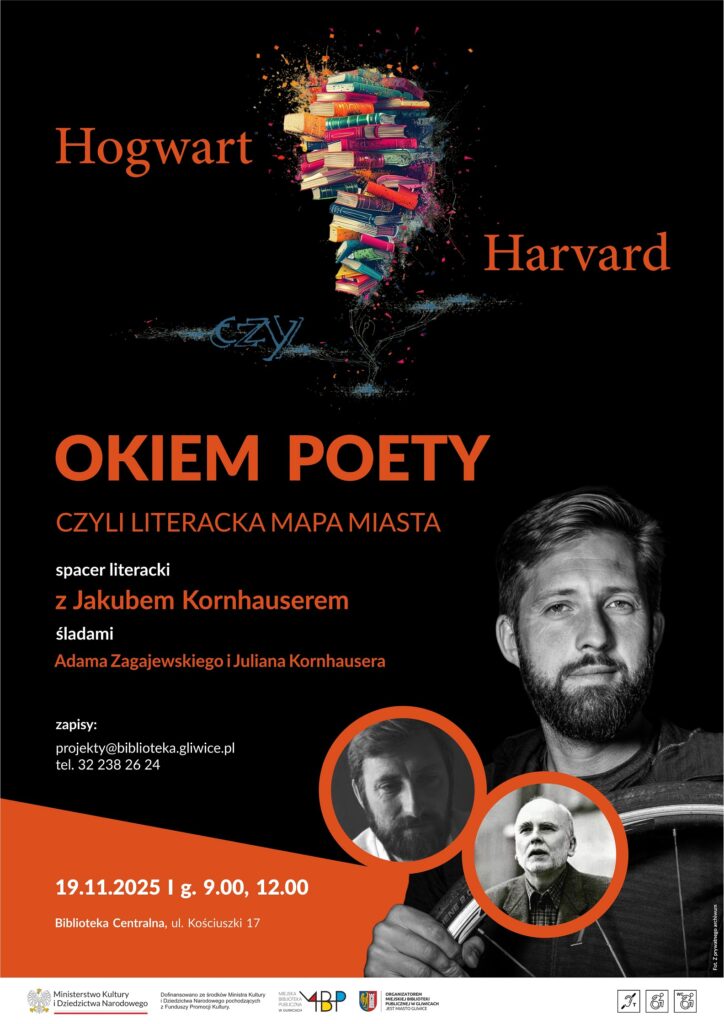 Plakat z informacją o spacerze literackim